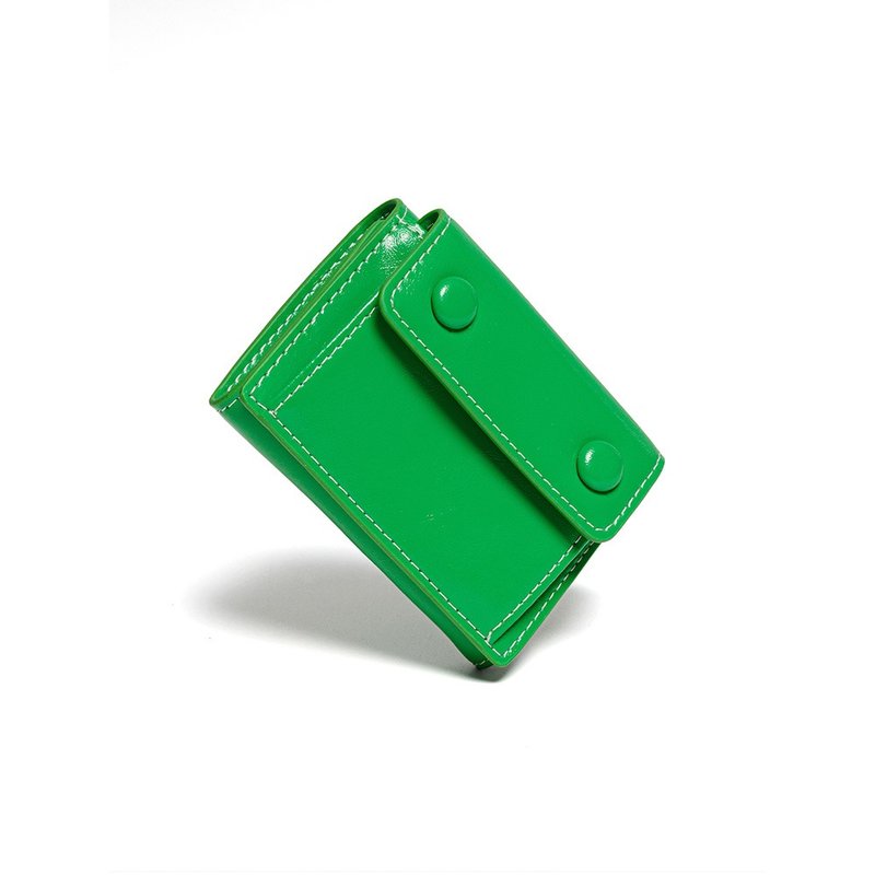 DOT Pocket 3-layer Half Wallet Coin Money Card Wallet  green - 皮夾/長短夾/錢包 - 真皮 綠色