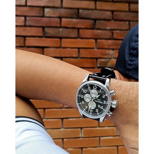 TW Steel Watches 下單即贈品牌籃球 VOLANTE系列 全鋼黑麵計時碼錶