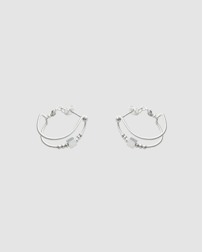 DUET double hoop earrings - Earrings & Clip-ons - Other Metals Silver