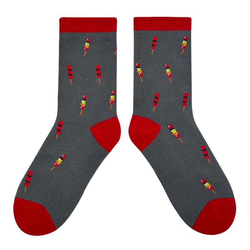 Bast Tag-Sugarcoated haws on a stick - Socks - Cotton & Hemp Gray