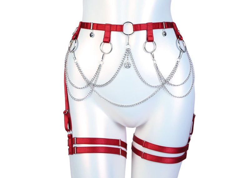 Witch Belt and Garters Set Red - 其他 - 其他材質 紅色