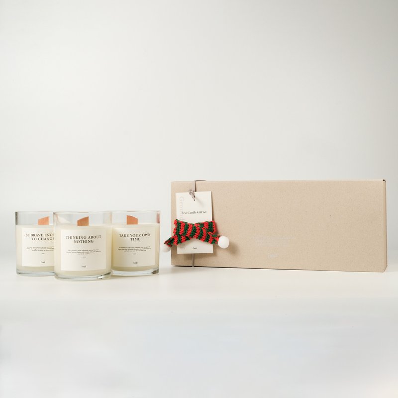 [Christmas Gift Box] Three scented candle gift boxes with cards and branded paper bags - เทียน/เชิงเทียน - ขี้ผึ้ง 