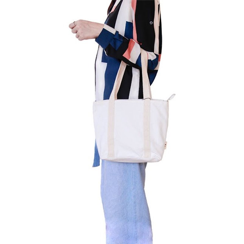 [Classic Shoulder Bag]-Pure White - กระเป๋าแมสเซนเจอร์ - ผ้าฝ้าย/ผ้าลินิน ขาว