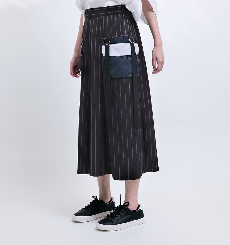 Styling pocket micro straight wide trousers - Brown cotton - Skirts - Cotton & Hemp Black