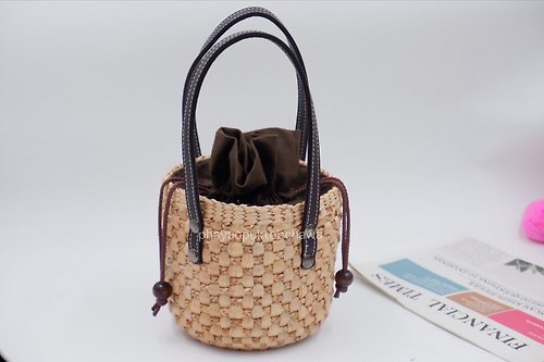 nornor Straw bag, handbag, leather strap bag, straw bag beach bag