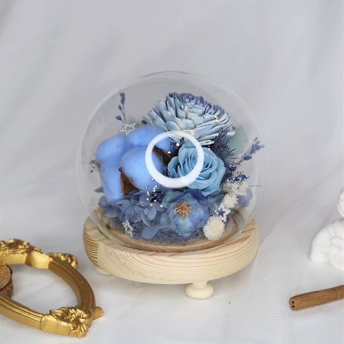 Flower Plus + 天空藍 | 永生乾燥花水晶球