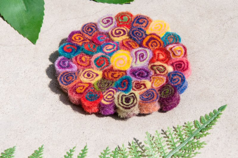 Valentine's Day Gifts National Wind Forest Wool Felt Coaster Rainbow Coasters - Vibrant Whirls - ที่รองแก้ว - ขนแกะ หลากหลายสี