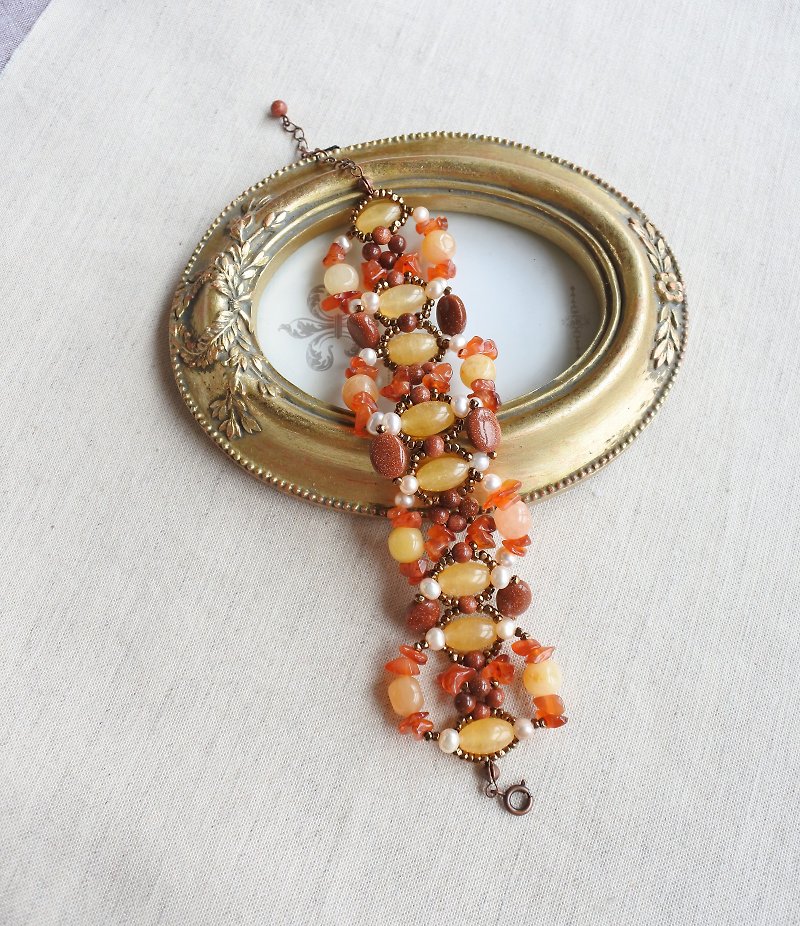 A bracelet inspired by beautiful autumn leaves - Bracelets - Semi-Precious Stones Orange