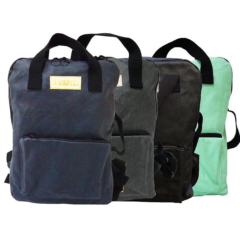 【Is Marvel】Simple style fashion dual-use backpack - Backpacks - Cotton & Hemp Multicolor