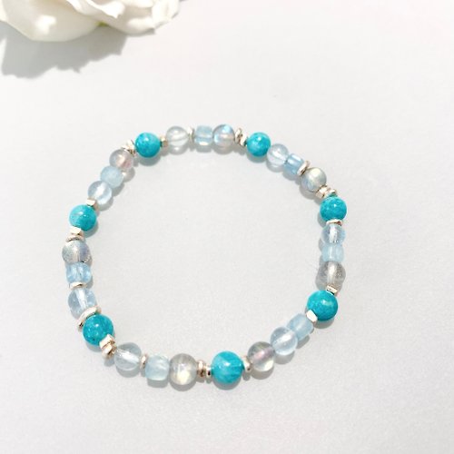 Ops手工飾品設計 Ops Amazonite bracelet-天河石/海水藍寶/純銀/拉長石/幸運/手鍊