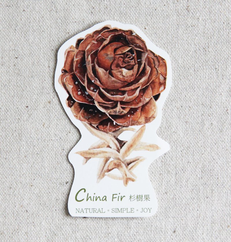 Xiang-NSJ Hand-painted Fir Tree Fruit Sticker - สติกเกอร์ - กระดาษ สีนำ้ตาล