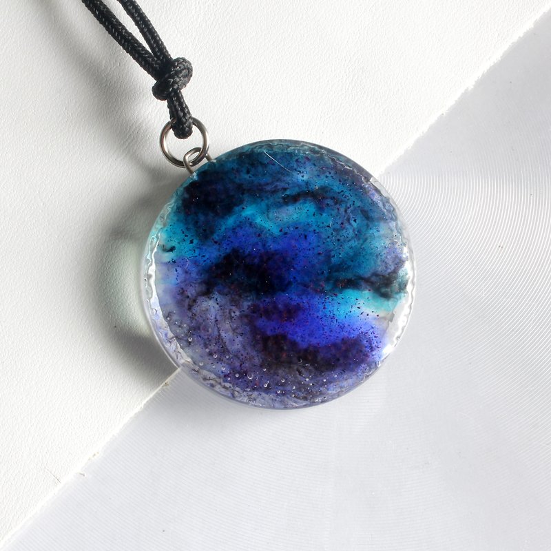 Cloud Atlas / Resin Necklace with Mirror inlay - Necklaces - Resin Blue