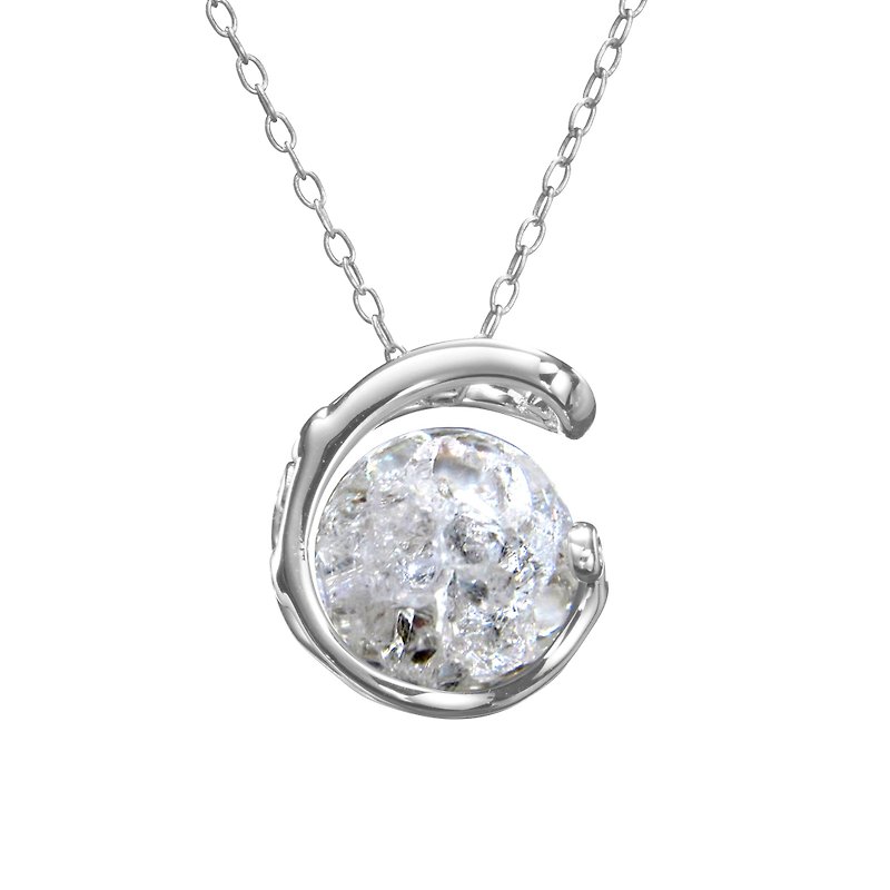Rock crystal Sterling Silver Necklace, clear Birthstone Jewelry, - สร้อยคอทรง Collar - คริสตัล สีใส