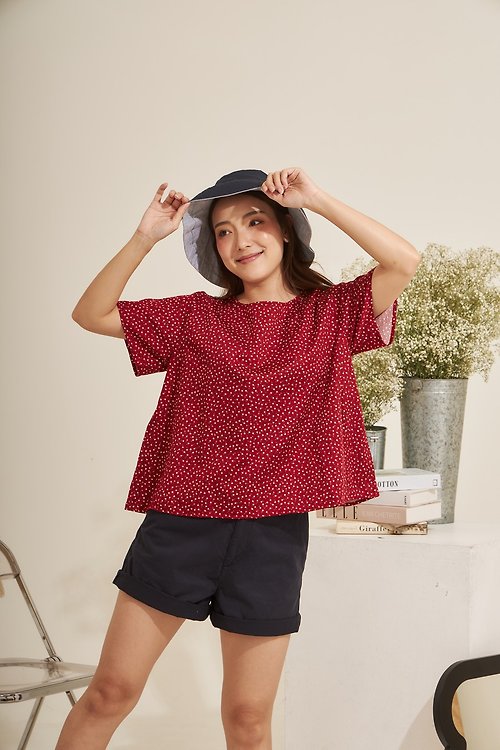Something Simple AENG AEI - cotton-rayon floral printed Short sleeve top (04)