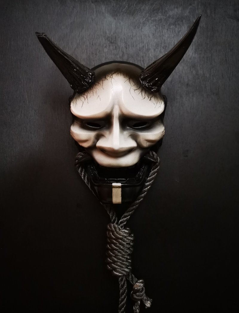 Japanese Hannya Mask: Black&White - 牆貼/牆身裝飾 - 樹脂 黑色