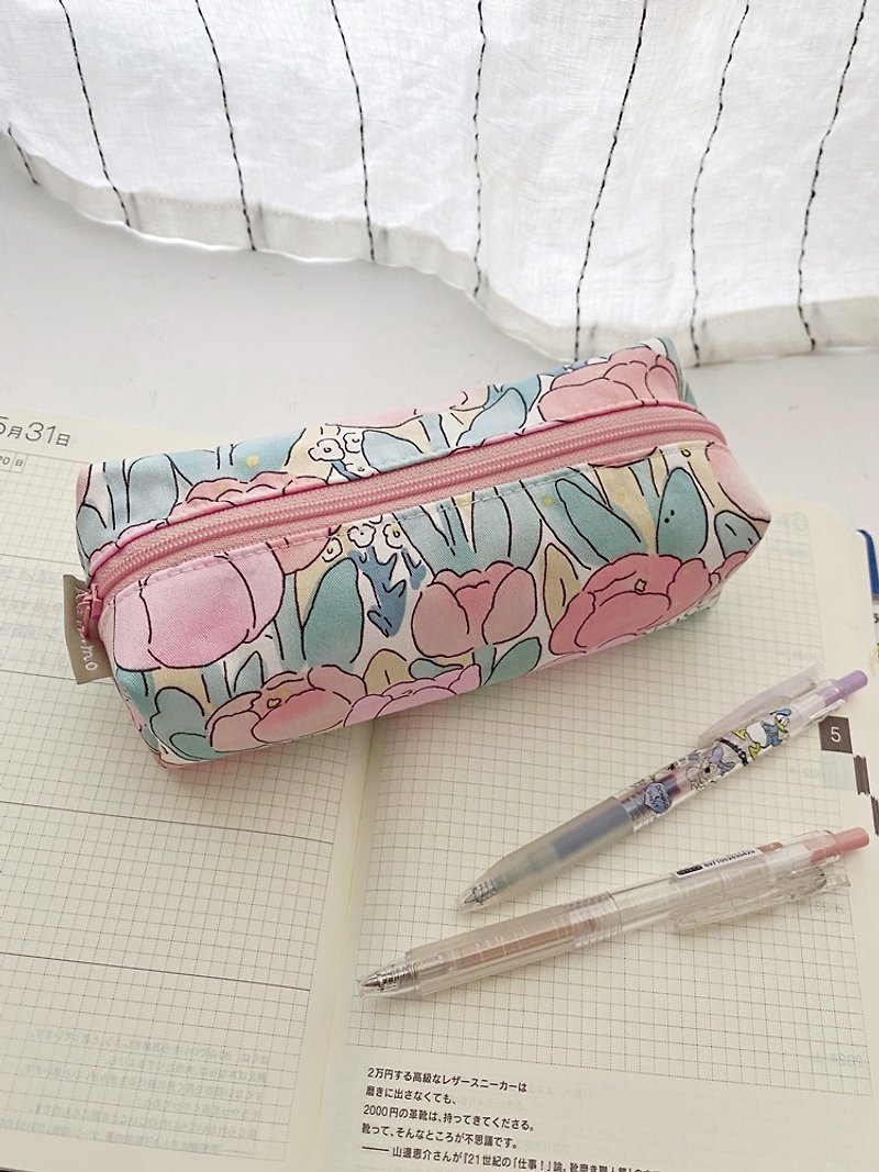 hairmo tulip square pencil case/cutlery bag (17/19cm) - Pencil Cases - Cotton & Hemp Pink