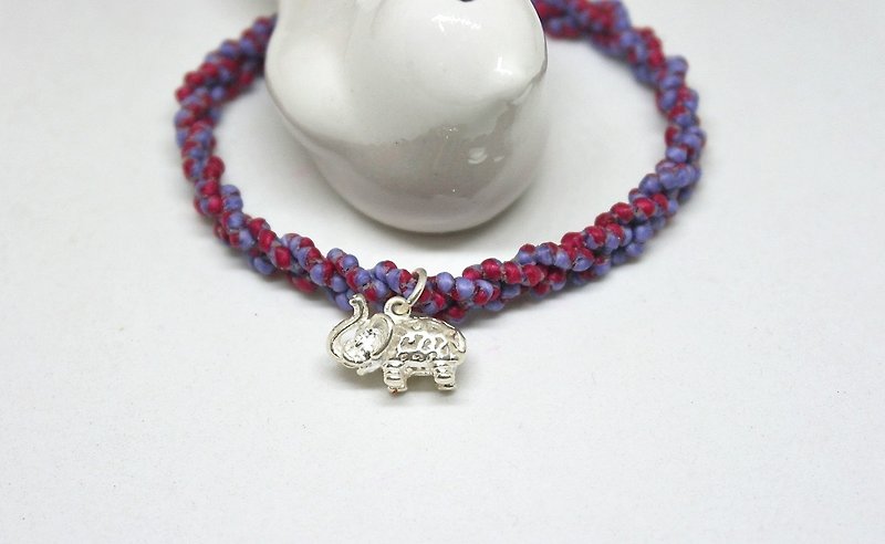 Hand-knitted silk Wax thread X silver jewelry _ Xianger // You can choose your own color // -Limited*1- - Bracelets - Wax Purple