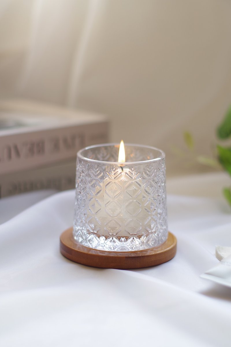 ミントモヒートの香りリラックス空間　ソイキャンドルとキャンドルホルダーセット　～Mellow　Candle～ - キャンドル・燭台 - ガラス ホワイト