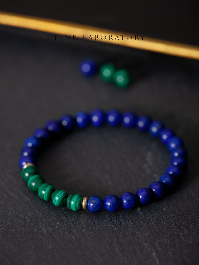 Lapis Lazuli , Malachite, Brass Findings Bracelet - Bracelets - Gemstone Blue