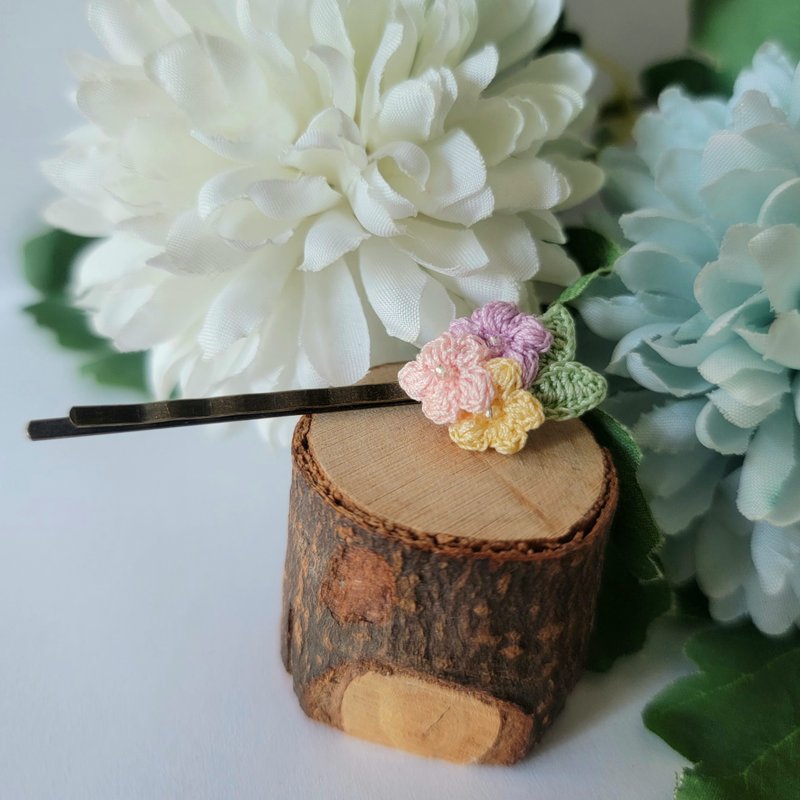 小花髮夾 一字夾 人手鉤織 - 髮夾/鯊魚夾 - 繡線 多色
