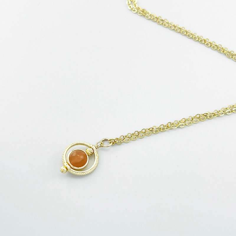 [Star Series] Natural Stone Confidence Stone Ring Gold Necklace - Necklaces - Crystal Orange