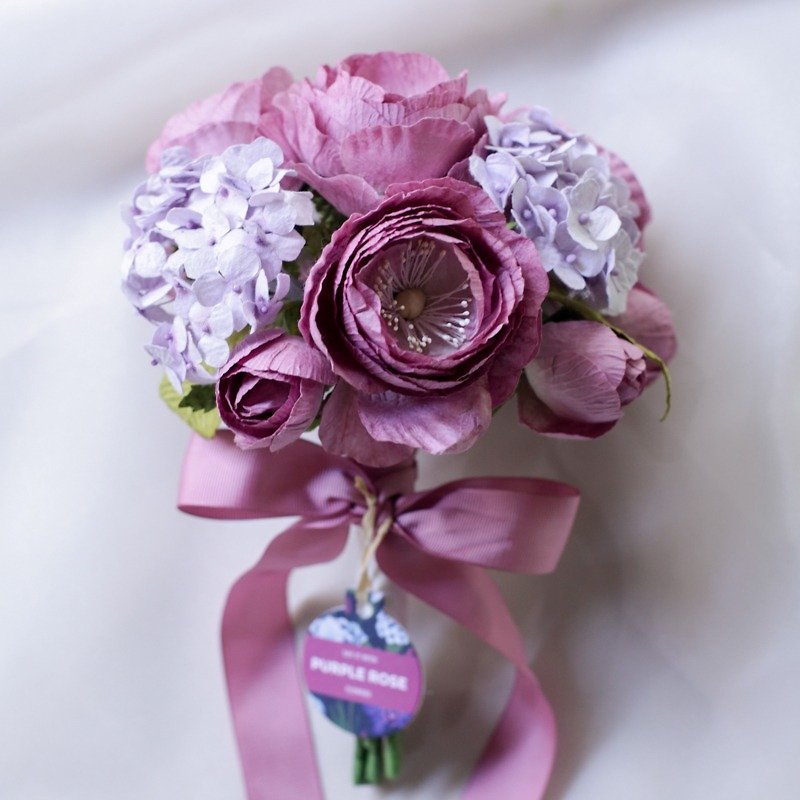 BM108：花嫁介添人紫色の色調のためのブーケミニブーケ。 - 置物 - 紙 パープル