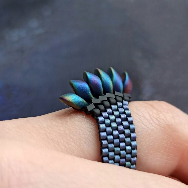 Dragon Jewelry | Fantasy Dragon Ring | Handmade Unique dragon ring - 戒指 - 玻璃 多色