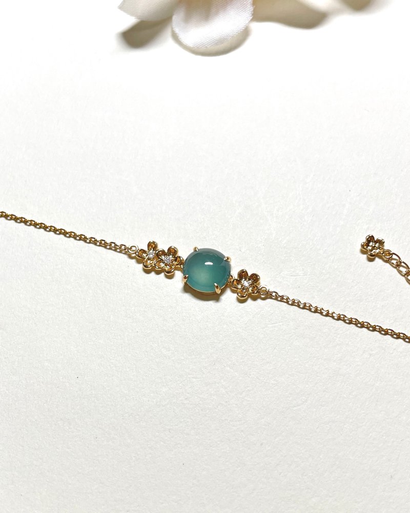 Pure 18k gold [Aurora Sea] Blue Gang Jade Bracelet - สร้อยข้อมือ - หยก สีน้ำเงิน