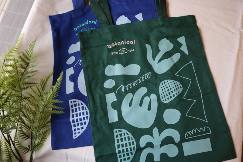 Botanical Botanical Garden Tote Bag Embroidered Text Tote Bag - กระเป๋าแมสเซนเจอร์ - ผ้าฝ้าย/ผ้าลินิน 