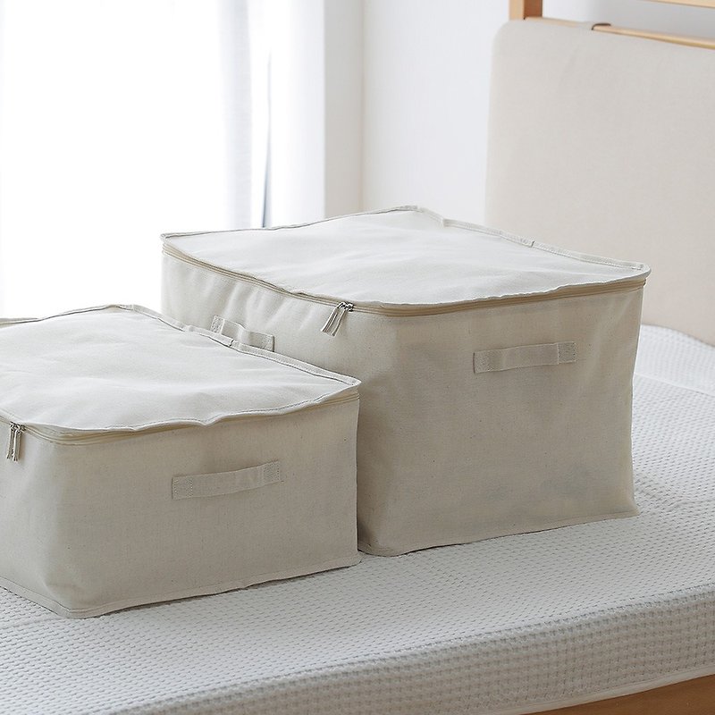 Japan Shoyama Linen Large Capacity Washable Dustproof Clothes Quilt Storage Bag - Large Size - กล่องเก็บของ - ผ้าฝ้าย/ผ้าลินิน สีกากี