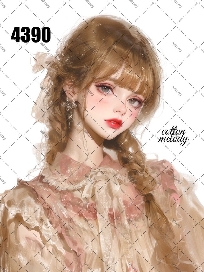 original sticker no.4390 人物ステッカー オリジナルステッカー オリジナル人物ステッカー 装飾ステッカー cotton melody - 貼紙 - 紙 