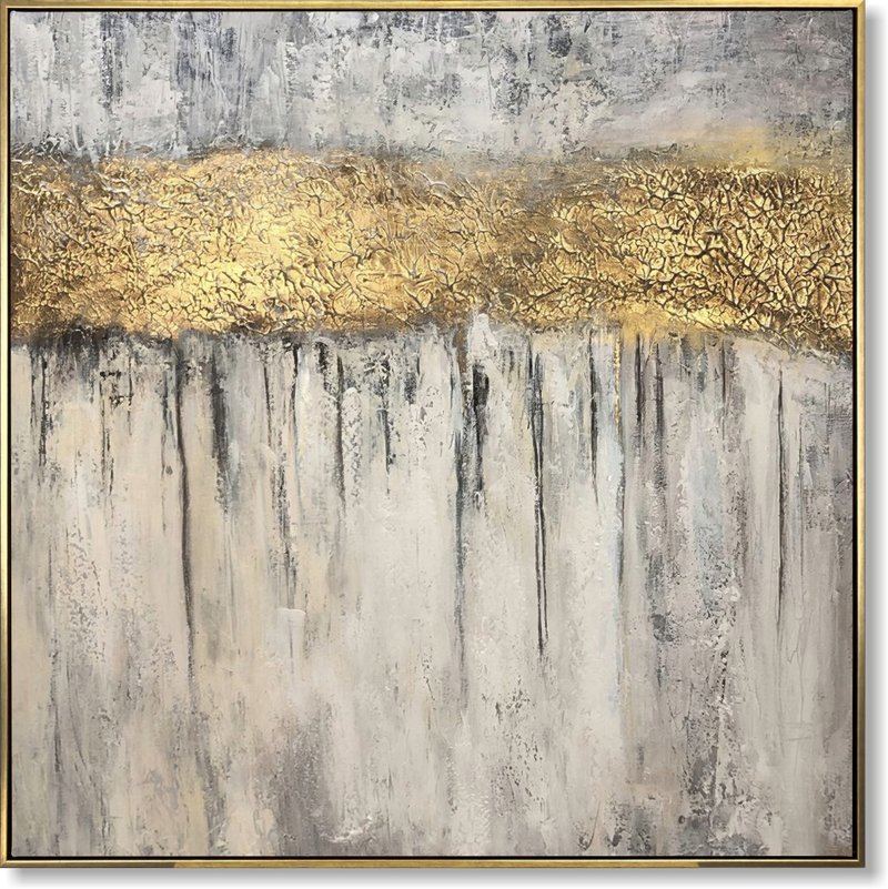 Abstract Gold Leaf Painting Acrylic Paintings On Canvas - 壁貼/牆壁裝飾 - 壓克力 金色