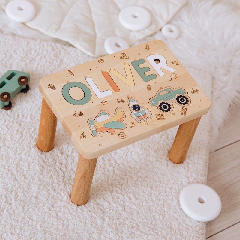 Wooden Name Step Stool, Toddler Stool Personalized, Birthday Gifts For Kids - เฟอร์นิเจอร์เด็ก - ไม้ 