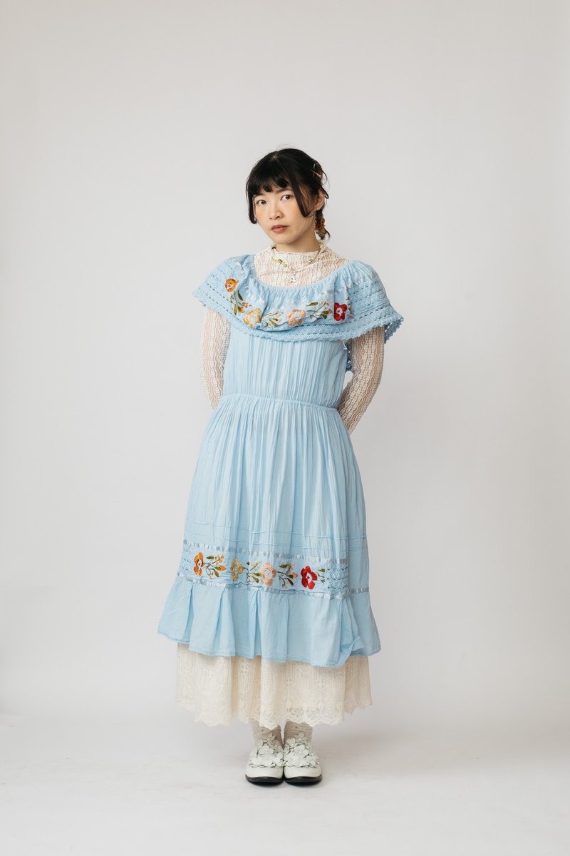墨西哥刺繡蕾絲洋裝.Mexican Folk Lace Dress【初戀販賣所】B695 - 洋裝/連身裙 - 棉．麻 