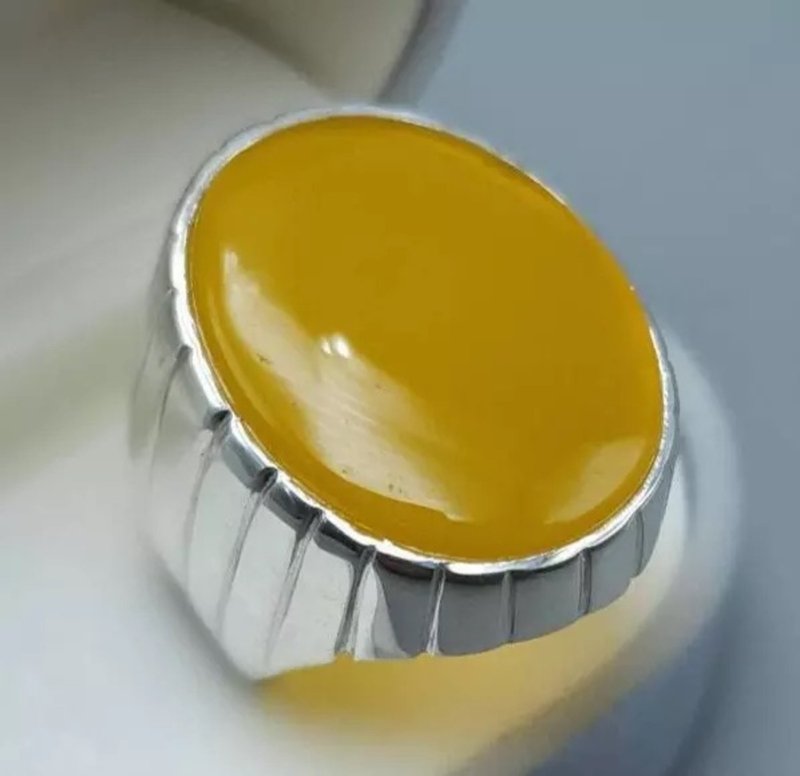 Untreated Yellow Aqeeq ring Yemeni Aqeeq mens Ring - Agate ring- Yamani Akik - General Rings - Gemstone Yellow