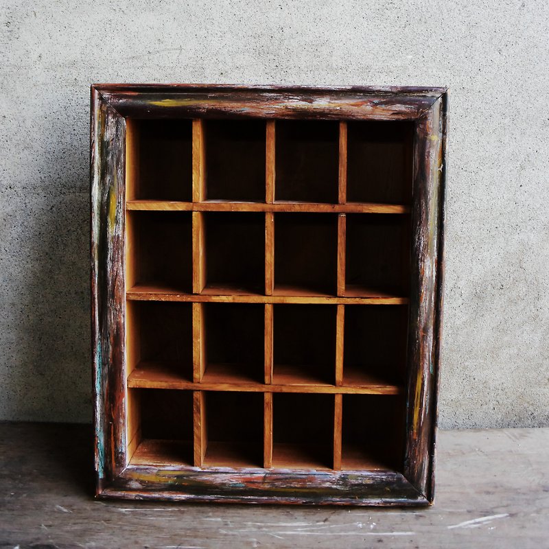Wooden cabinet X storage cabinet X lattice storage frame cabinet X lattice cabinet - ตุ๊กตา - ไม้ สีนำ้ตาล