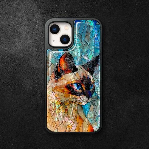 Decouart 貓 天然貝殼 iPhone 16 耐衝擊保護套 花窗玻璃 可客製名字 051