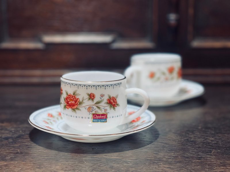 Rose milk glass coffee cup set - Mugs - Glass 