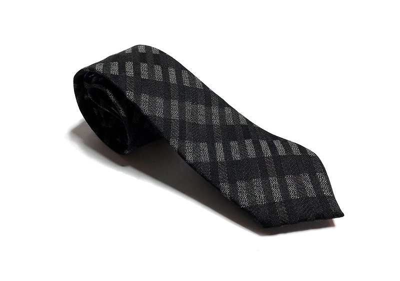 老布 混羊毛 格子領帶 / Neckties - 領帶/領帶夾 - 羊毛 灰色