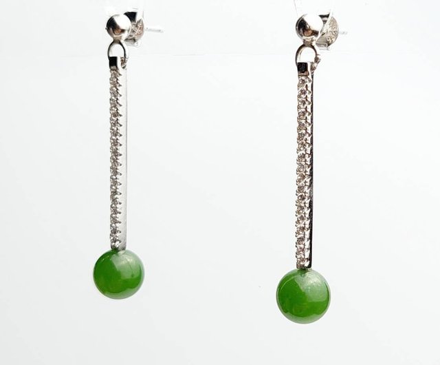 翡翠ダイヤモンドピアス JadeStyle 【翡翠ダイヤモンド流華】シルバー925ピアス