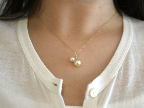 KOKO PEARL JEWELRY 日本製akoya珍珠項鍊 小櫻桃設計 18k金雙色珍珠項鍊