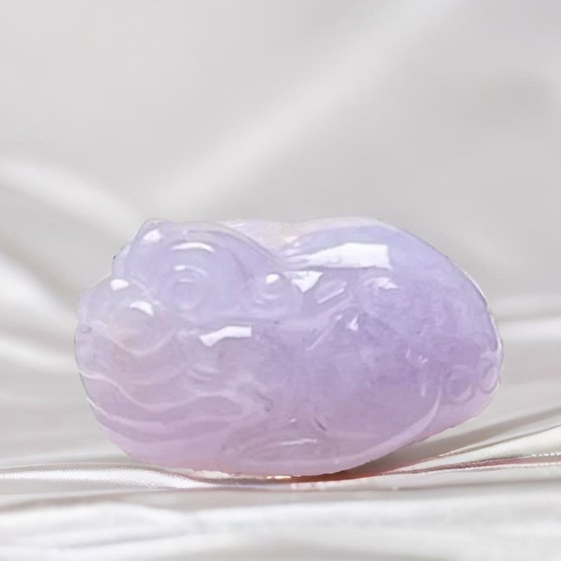 【招財神獸】紫羅蘭翡翠三腳蟾蜍| 天然緬甸玉翡翠A貨 |送禮 - 金工/飾品 - 玉石 紫色