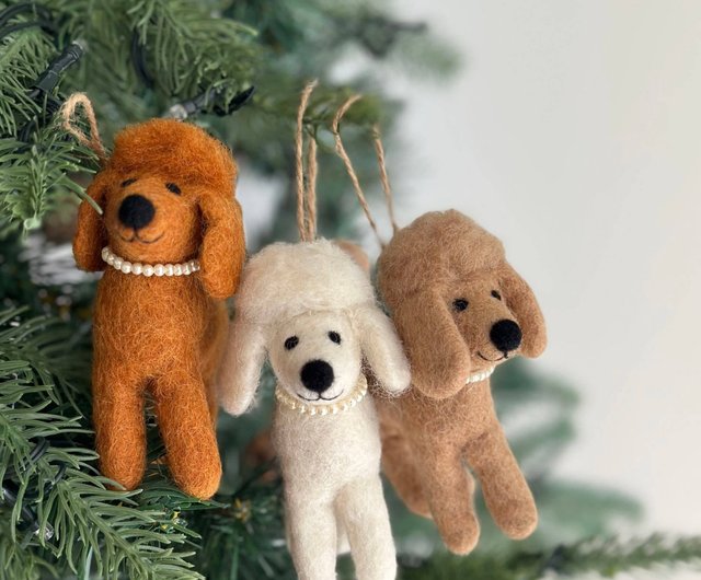 羊毛フェルト 犬 クリスマス ツリー 置物