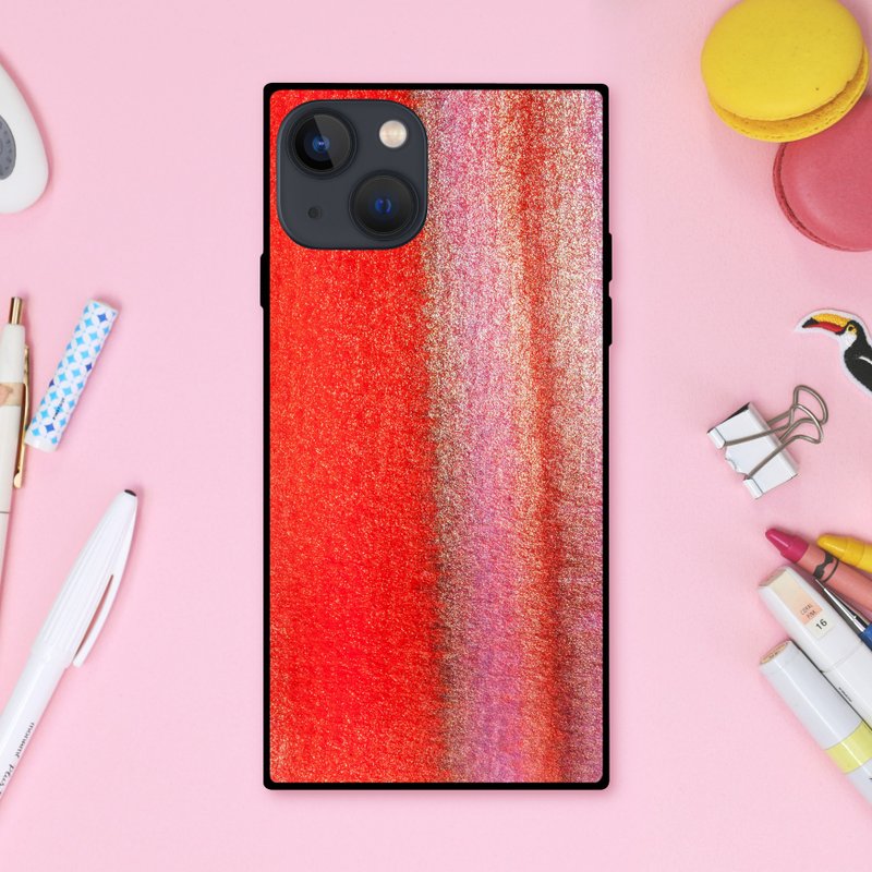 スイーツに金箔をかけたゴージャスな雰囲気を醸し出す模様 スクエア型スマホケース【強化ガラス仕上げ】iPhone16 対応 - 手機殼/手機套 - 塑膠 多色