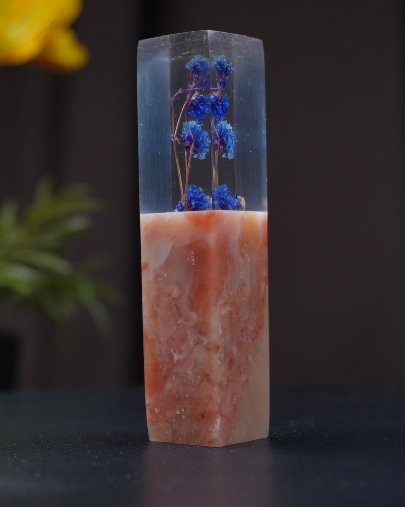 客製化手工印章-|藍色滿天星樹酯印章1.6 x 1.6 CM|篆刻印章 - 印章/印台 - 石頭 