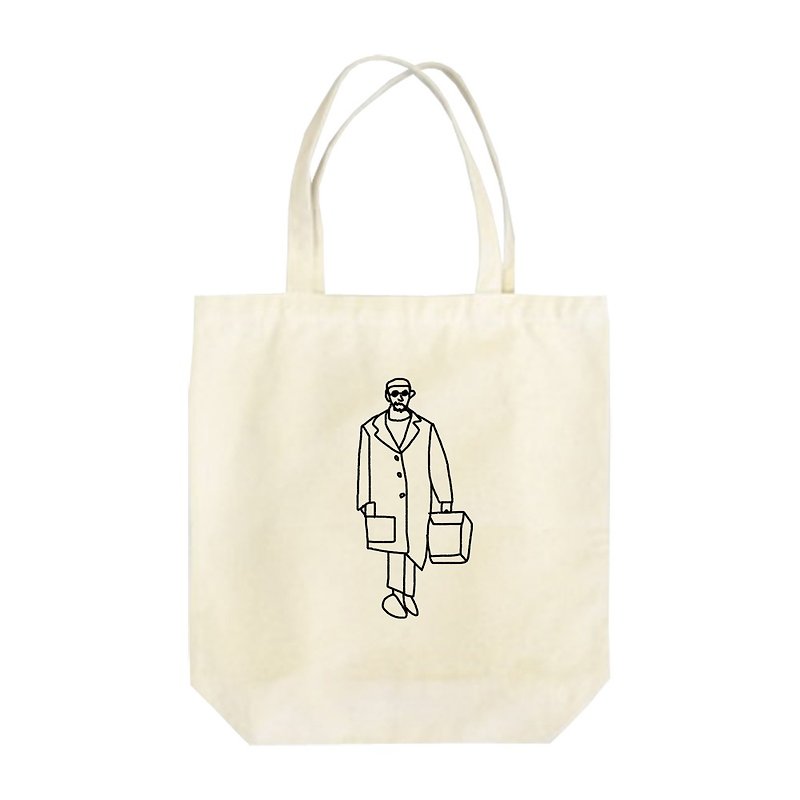 Leone #4 Tote Bag - กระเป๋าถือ - ผ้าฝ้าย/ผ้าลินิน ขาว
