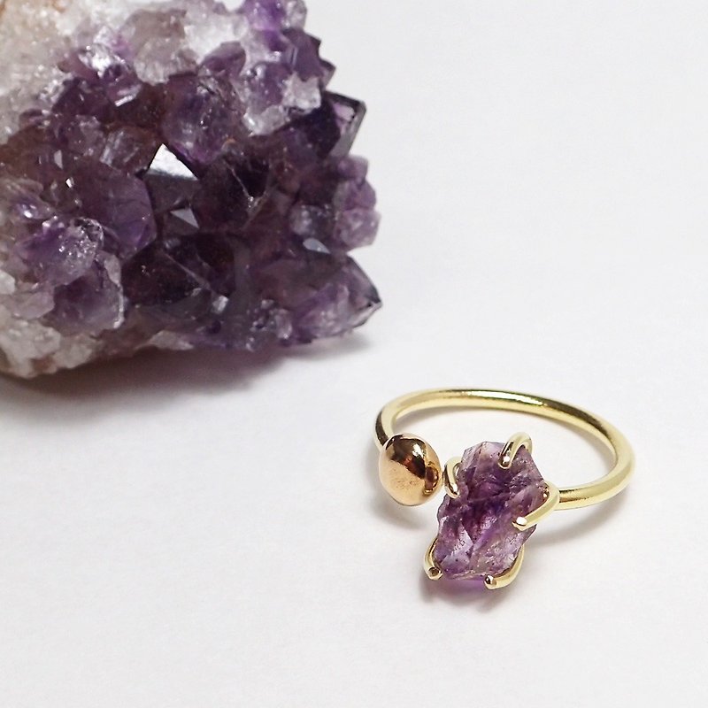 Amethyst Open Ring - 戒指 - 半寶石 紫色