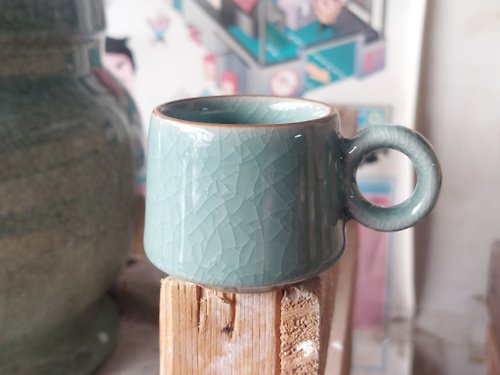 自然釉文創工作室 【送禮自用】80ml 哥窯 咖啡杯 自然釉小緣杯 台灣鶯歌製