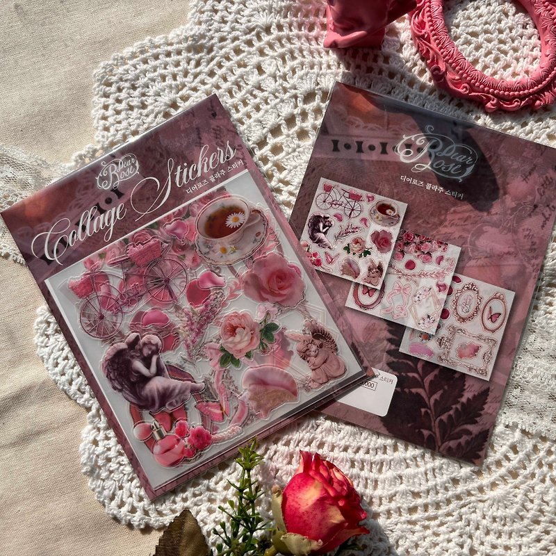Dear.Rose Collage Sticker 디어로즈 콜라주 스티커 - Stickers - Paper Pink