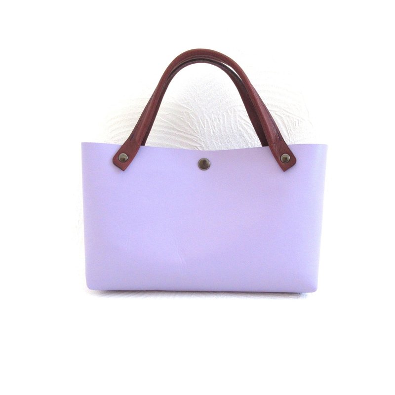 小さくても収納抜群     牛革   レクタングル   ミニトート・パープル・スムース・0636 - 手提包/手提袋 - 真皮 紫色